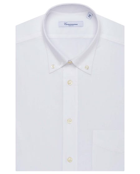 Camicia fancy bianca a manica corta button down_0