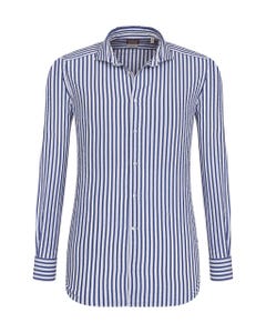Camicia trendy bianca a righe blu, extra slim francese_0